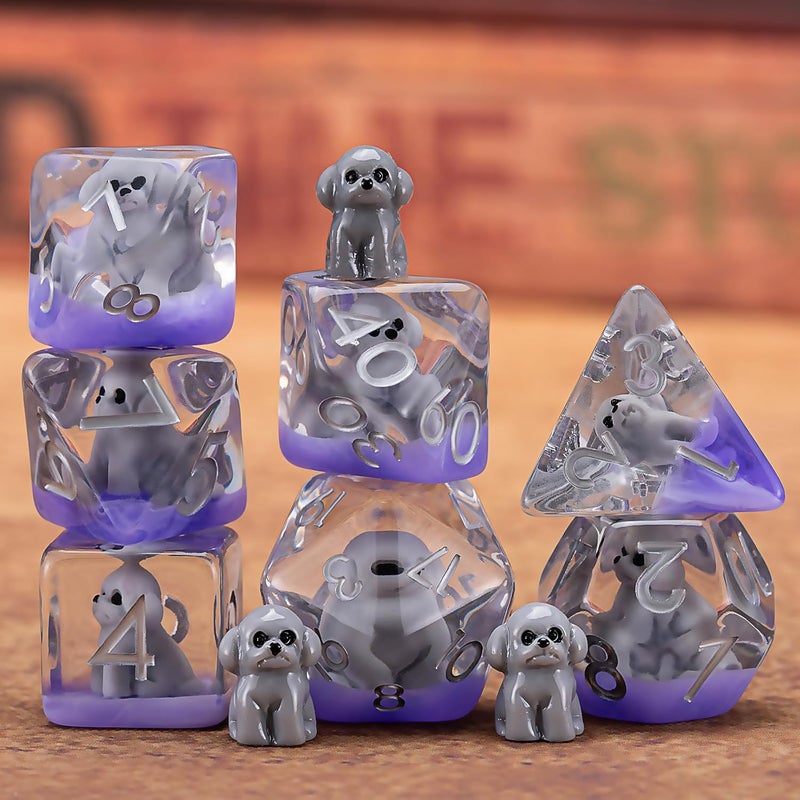 weyano Resin DND Dog Dice Set, Animal Polyhedral Dice for Dungeons and Dragons, RPG, MTG D&D 7-DIE (D4, D6, D8, D10, D12, D20, D%) for Ages 15 and Up - Image 4